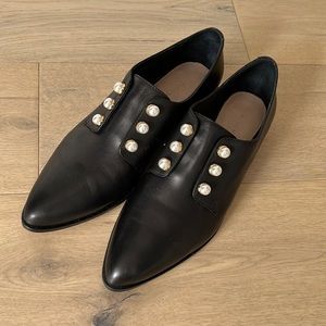 leather brogues with pearl detail